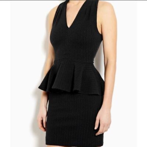 GANNI Eleanor Peplum Dress Black - stretch Large - Picture 1 of 12
